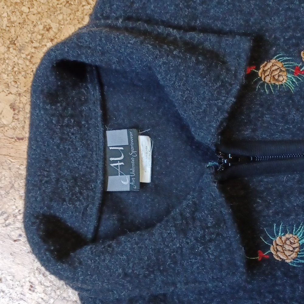 Vintage Art Unlimited Sportswear Women's Black Fleece Embroidered Jacket XL - Picture 2 of 8